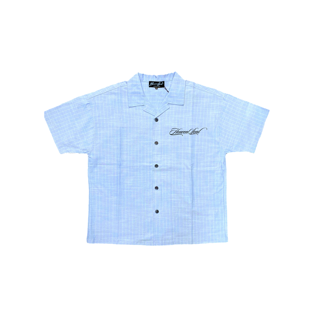 HS CURSIVE BLUE BUTTON UP