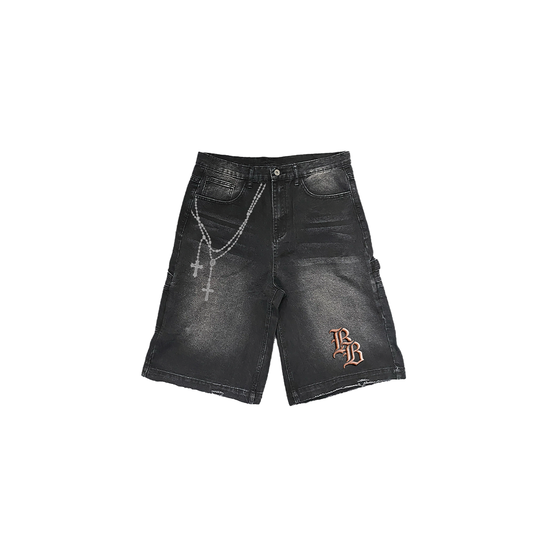 BB X HS: ROSARY EMBROIDERED JORTS