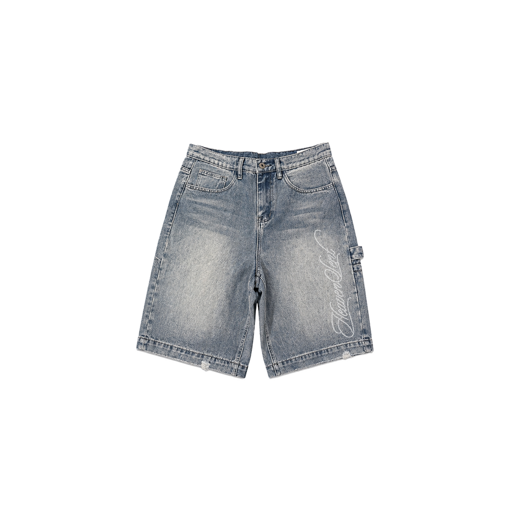 LIGHT WASH STUD JORTS