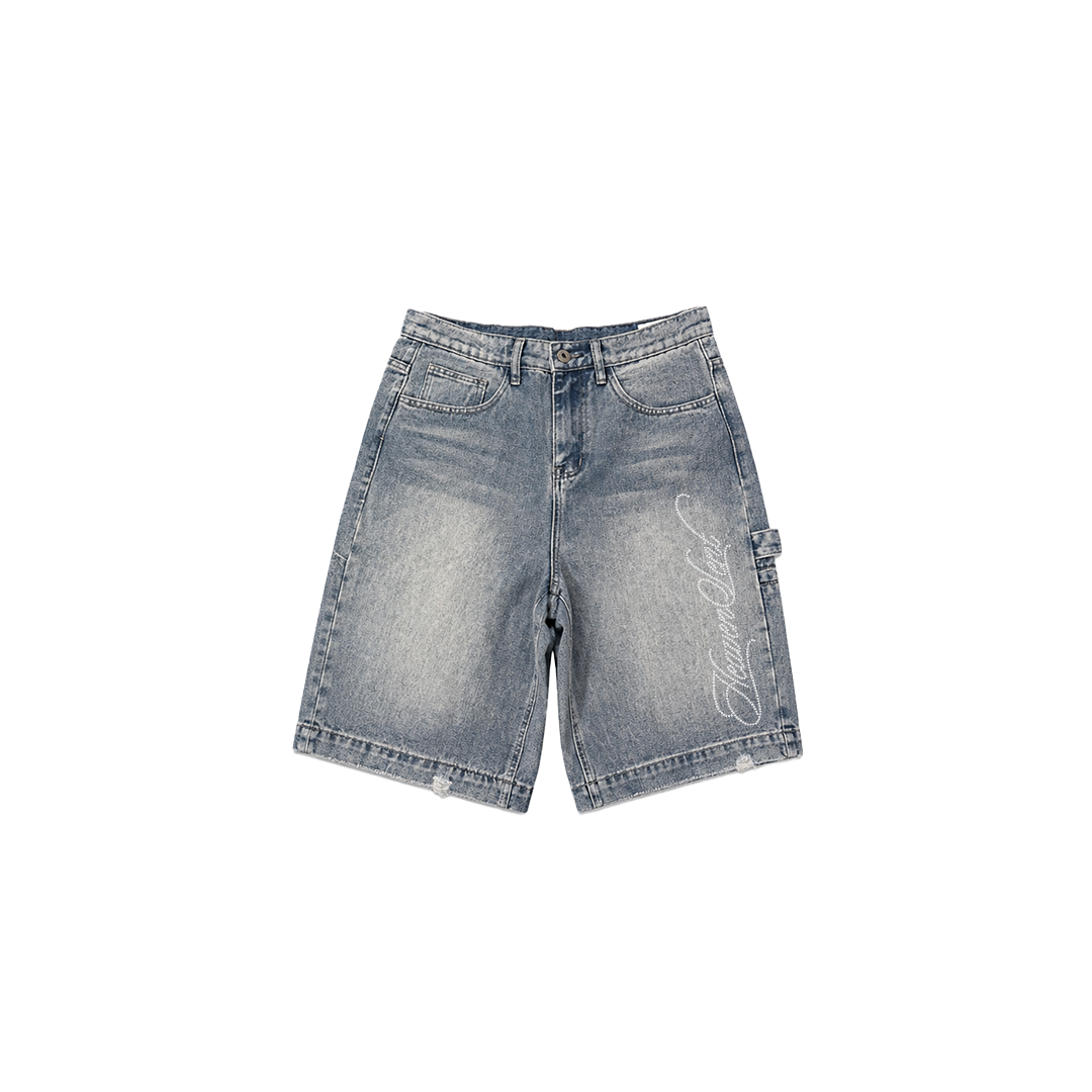 LIGHT WASH STUD JORTS